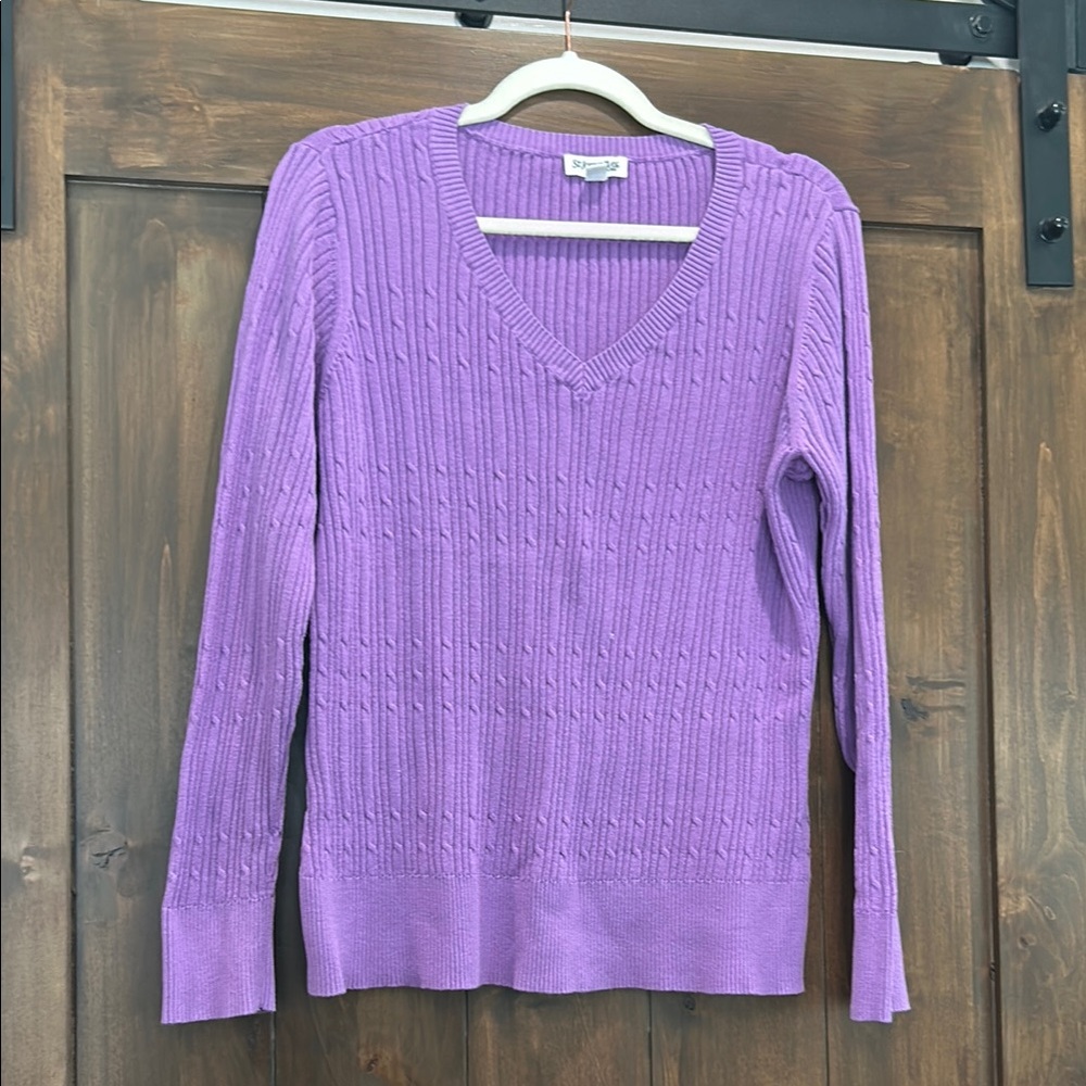 404A) St. John’s Bay Purple V-Neck Women's Sweater Sz 1X